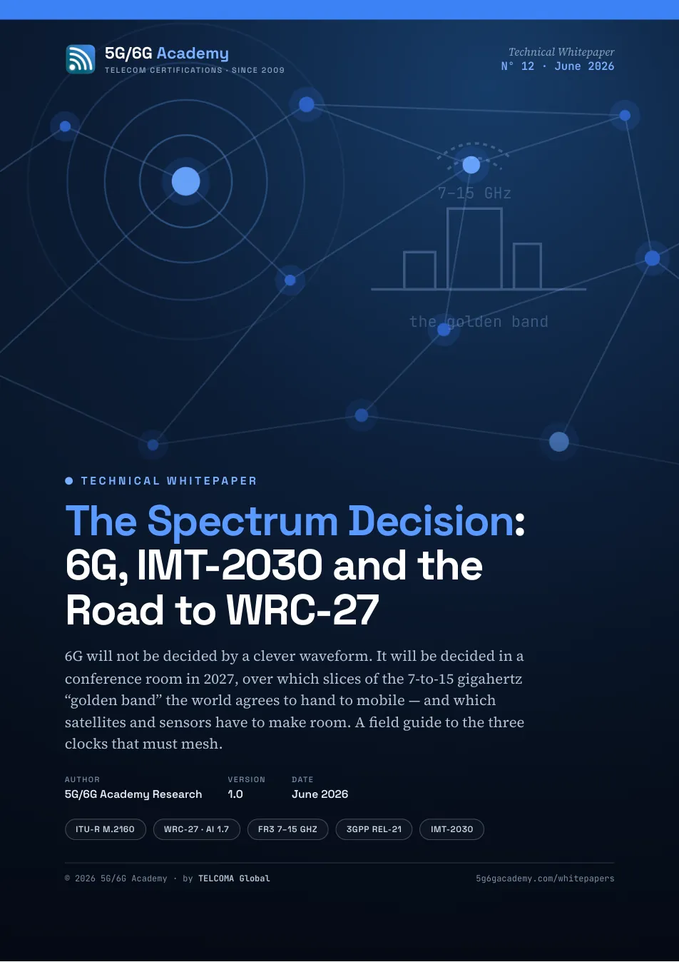 The Spectrum Decision: 6G, IMT-2030 and the Road to WRC-27 — whitepaper cover